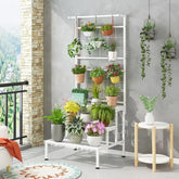 Modern Grid Panel Plant Stand with Hanging Display-Wooden Crest